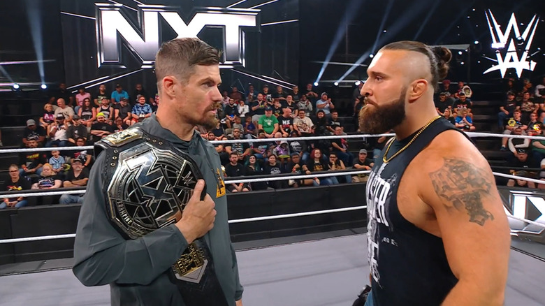 Grayson Waller confronts Tony D'Angelo in the ring