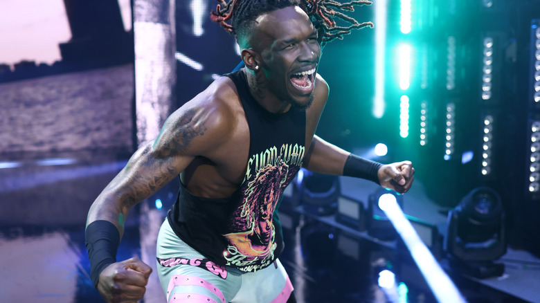 Je'Von evans yells during his entrance on "WWE NXT"