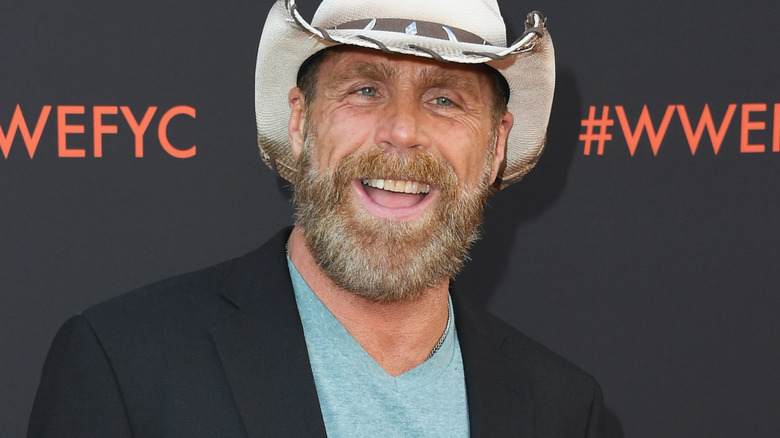 Shawn Michaels wearing a white cowboy hat