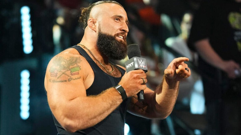 NXT Champion Tony D'Angelo cuts a promo as he walks to the ring during the August 25, 2026 edition of "WWE NXT."