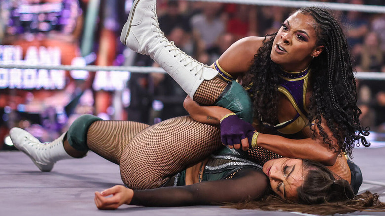 Wren Sinclair getting pinned by Kali Armstrong on "WWE NXT"