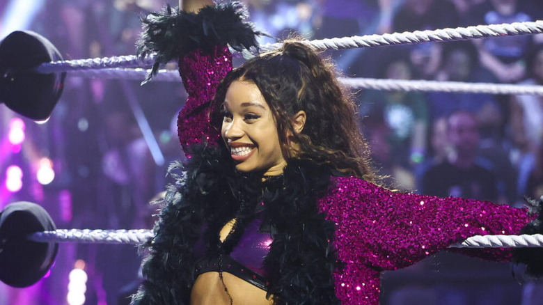 Layla Diggs wearing a sparkly robe