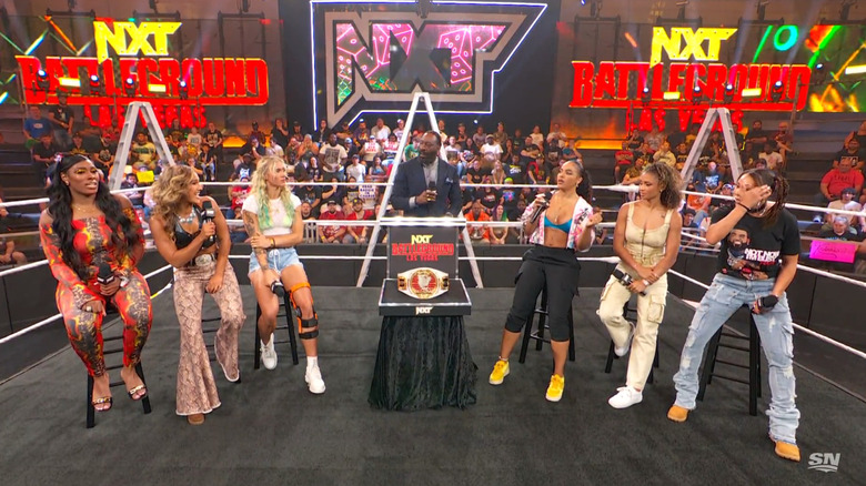 The six women in the ring