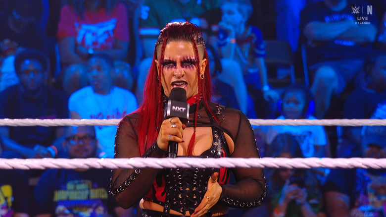 Zaria talking in the ring