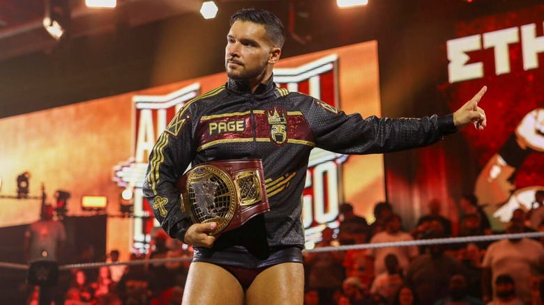 Ethan Page cuts a promo in the ring
