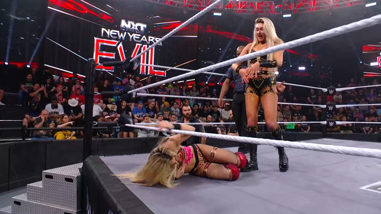 Dame standing over Hail