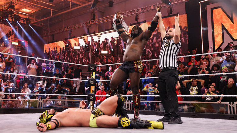 Oba Femi after winning the "WWE NXT" North American Championshjp