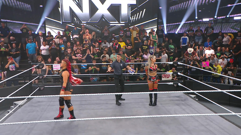 Zaria and Monroe in the ring before the bell