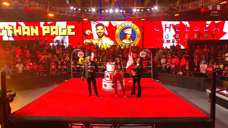 Page, Green and Fyre in the ring