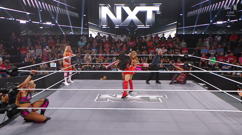 All six women in the ring