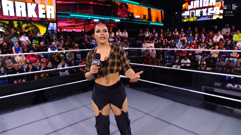 Parker speaking in the ring