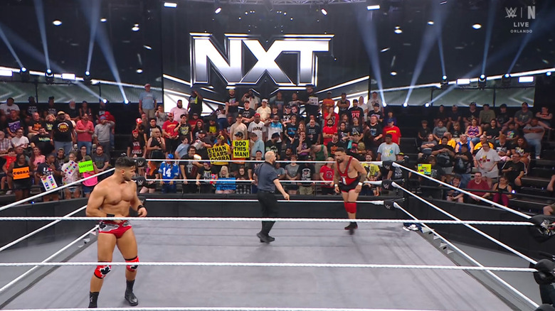 Page and Marella staring each other down in the ring