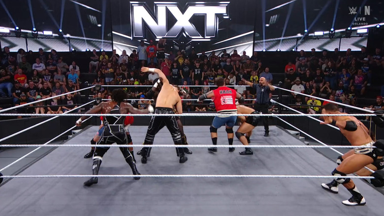 Several competitors in the ring