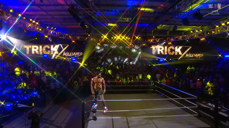 Williams posing on the ropes