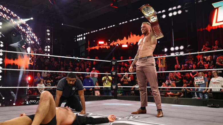 Myles Borne lifts the WWE NXT NA Title
