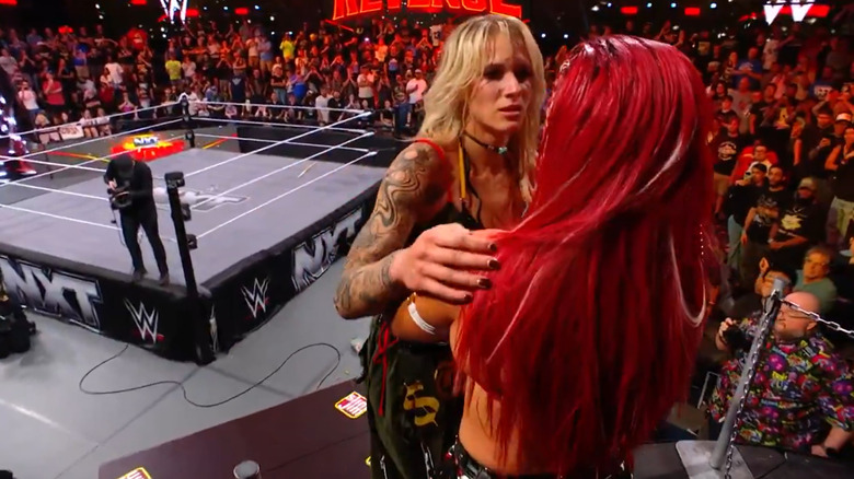 Zaria pushes Sol Ruca off the edge