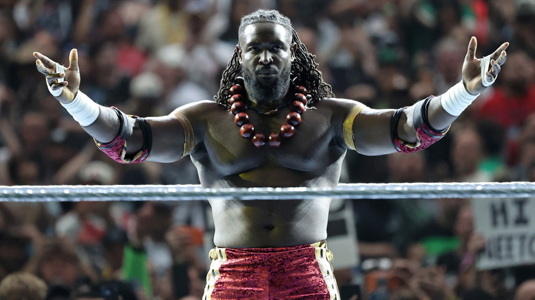 Oba Femi is introduced before his match against Brock Lesnar during WrestleMania 42