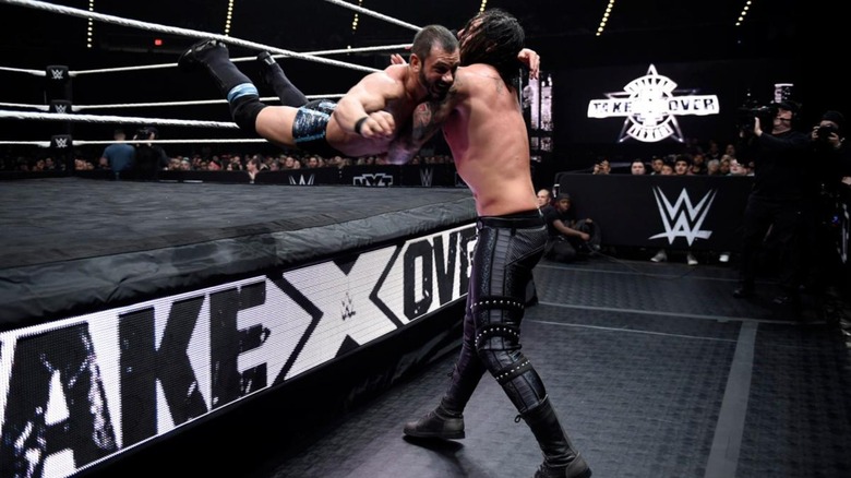 Austin Aries and Baron Corbin at WWE NXT TakeOver: Dallas