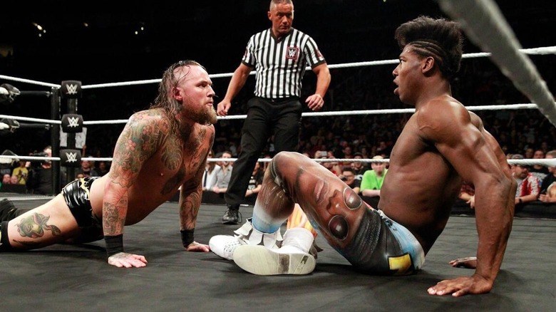 Aleister Black stares down Velveteen Dream at NXT Takeover: WarGames 2017