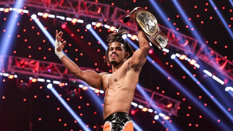 Wes Lee stands triumphantly after retaining his NXT Men's North American Championship