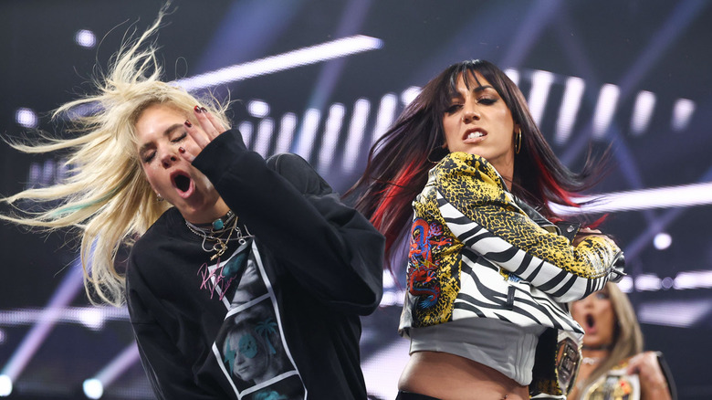 Jacy Jayne slapping Sol Ruca on WWE NXT