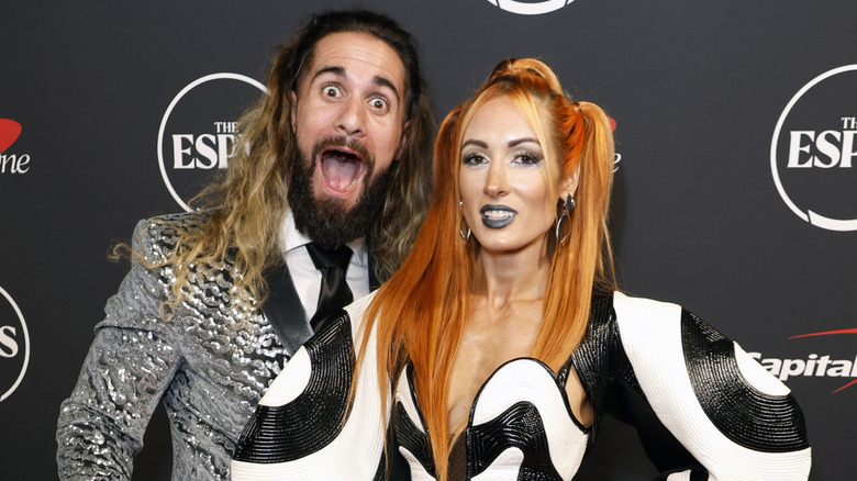 Seth Rollins and Becky Lynch attend The 2023 ESPY Awards at Dolby Theatre
