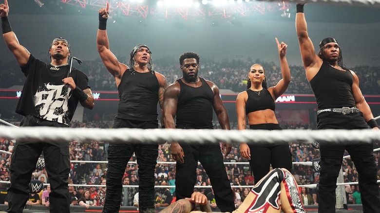Carmelo Hayes, Bronco Nima, Royce Keys, Jaida Parker, and Lucien Price stand tall on "WWE Raw"