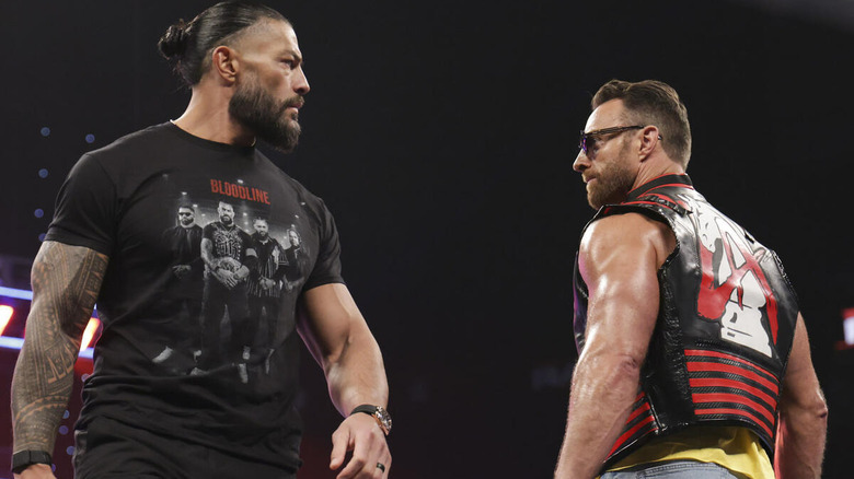 Roman Reigns and LA Knight face off on "WWE Raw"