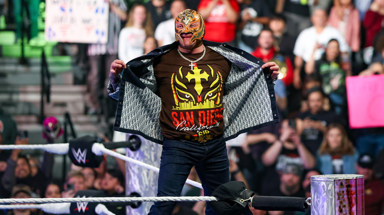 Rey Mysterio makes an entrance