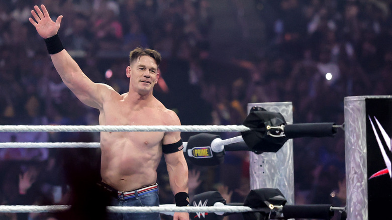 John Cena waves to the crowd