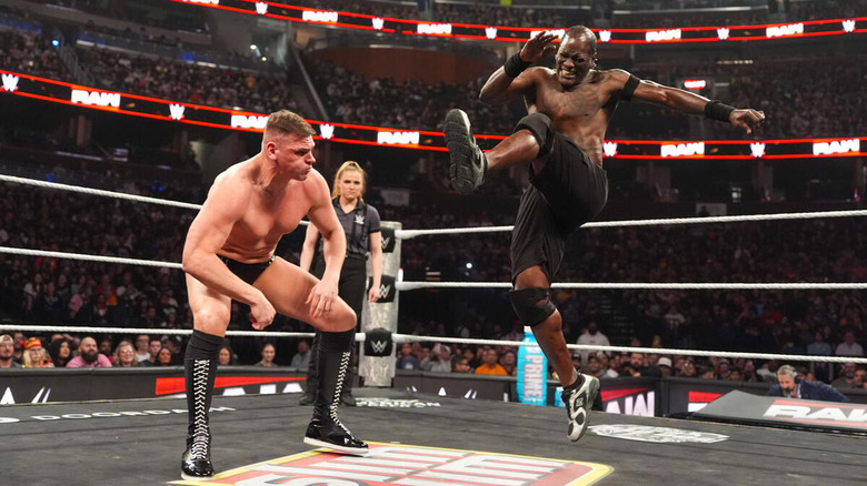 Gunther wrestling R-Truth on "WWE Raw"