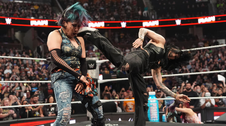 Rhea Ripley superkicks Asuka on "WWE Raw"