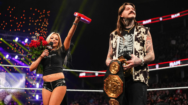 Liv Morgan and Dominik Mysterio celebrate Valentine's Day