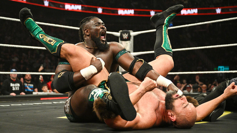 Oba Femi hits a powerbomb on Rusev on "WWE Raw"