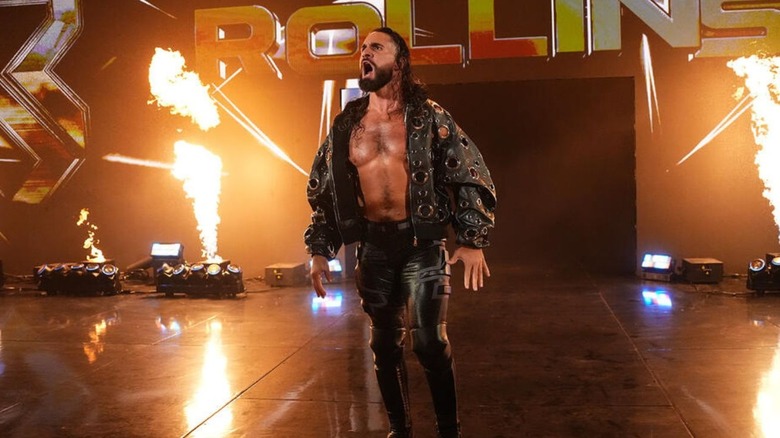 Seth Rollins makes his entrance before a match on WWE Raw