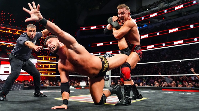 Chad Gable locks in an ankle lock on Ethan Page on "WWE Raw"