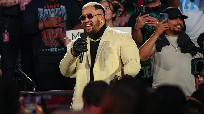 Solo Sikoa on the mic on "WWE Raw"