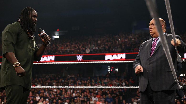 Oba Femi confronts Paul Heyman on the mic on "WWE Raw"