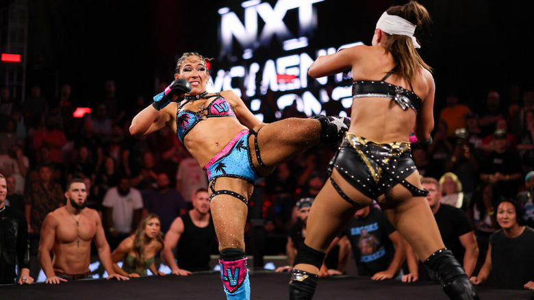 Lola Vice kicks Kendal Grey on "WWE NXT"