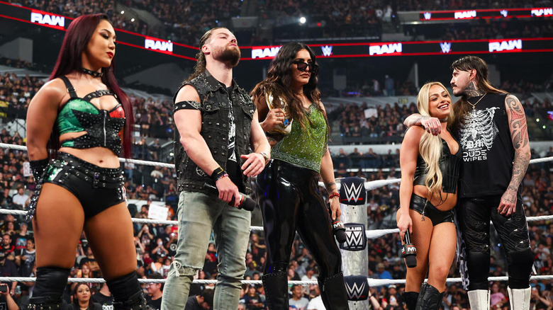 The Judgment Day in the ring together on "WWE Raw"