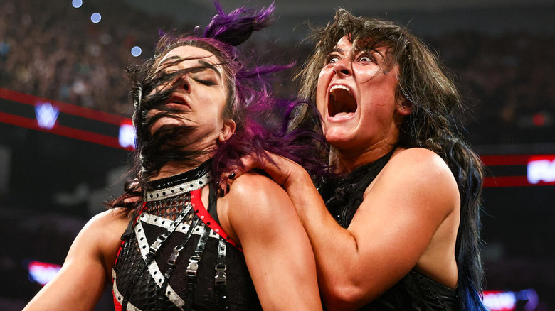 Lyra Valkyria screams while wrestling Bayely on "WWE Raw"