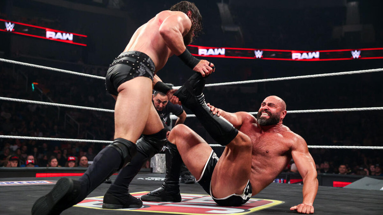 JD McDonagh grabs Rusev's leg on "WWE Raw"