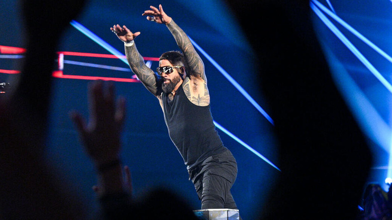 Jey Uso raising his arms on "WWE Raw"