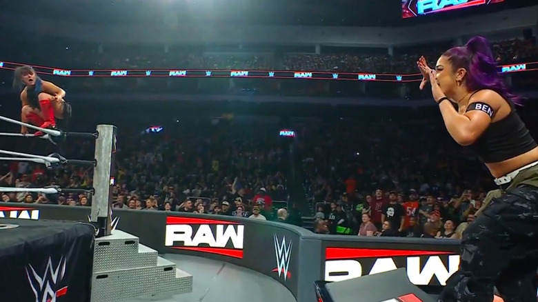 Bayley wearing a BEN armbrand