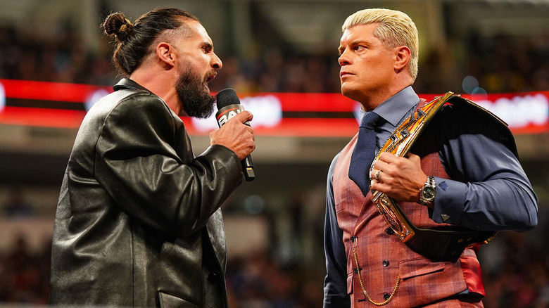 Rollins and Rhodes in the ring with one another