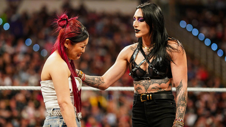 Rhea Ripley comforts IYO SKY on "WWE Raw"