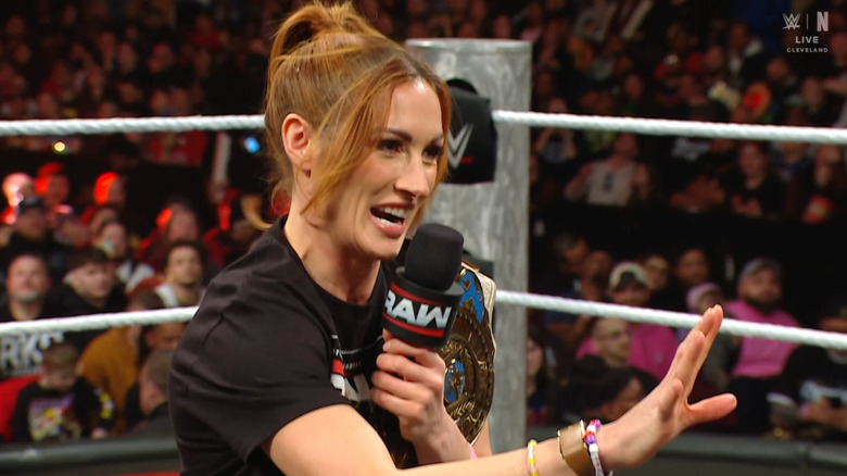 Lynch speaking in the ring