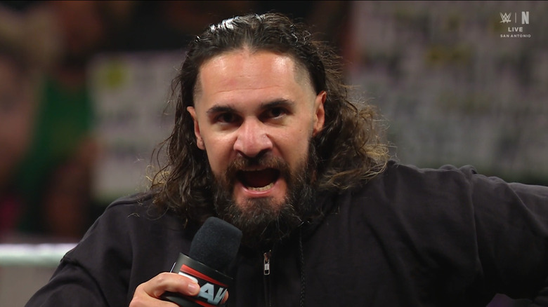 Rollins talking in the ring