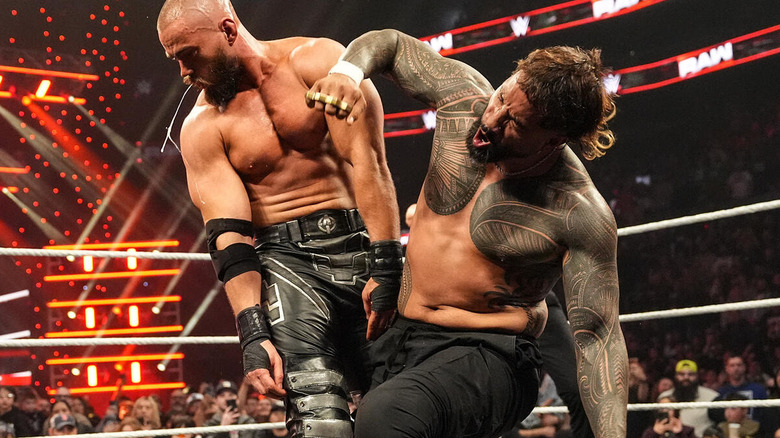 Jey Uso punches Austin Theory with brass knuckles on "WWE Raw"