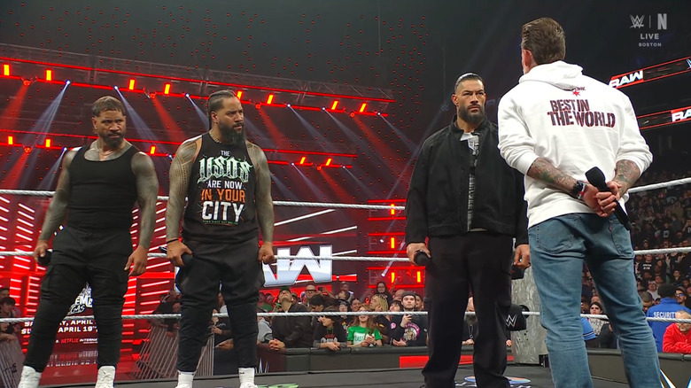 The Usos, Reigns, and Punk in the ring